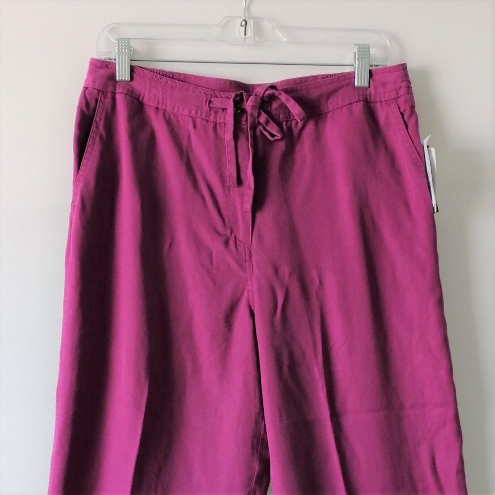 JM Collection Womens Fuchsia Pink High Rise Drawstring Capri Pants Size 10 - Picture 2 of 6